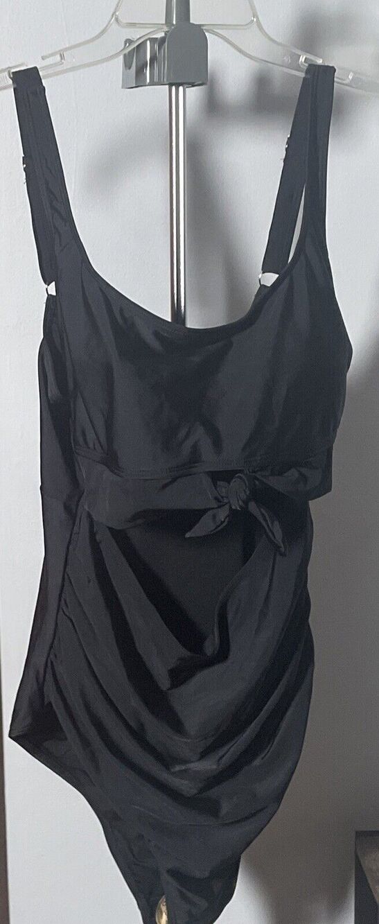 Eomenie Women’s Swimsuit XL Black Tummy Control Cutout High Waisted NWT